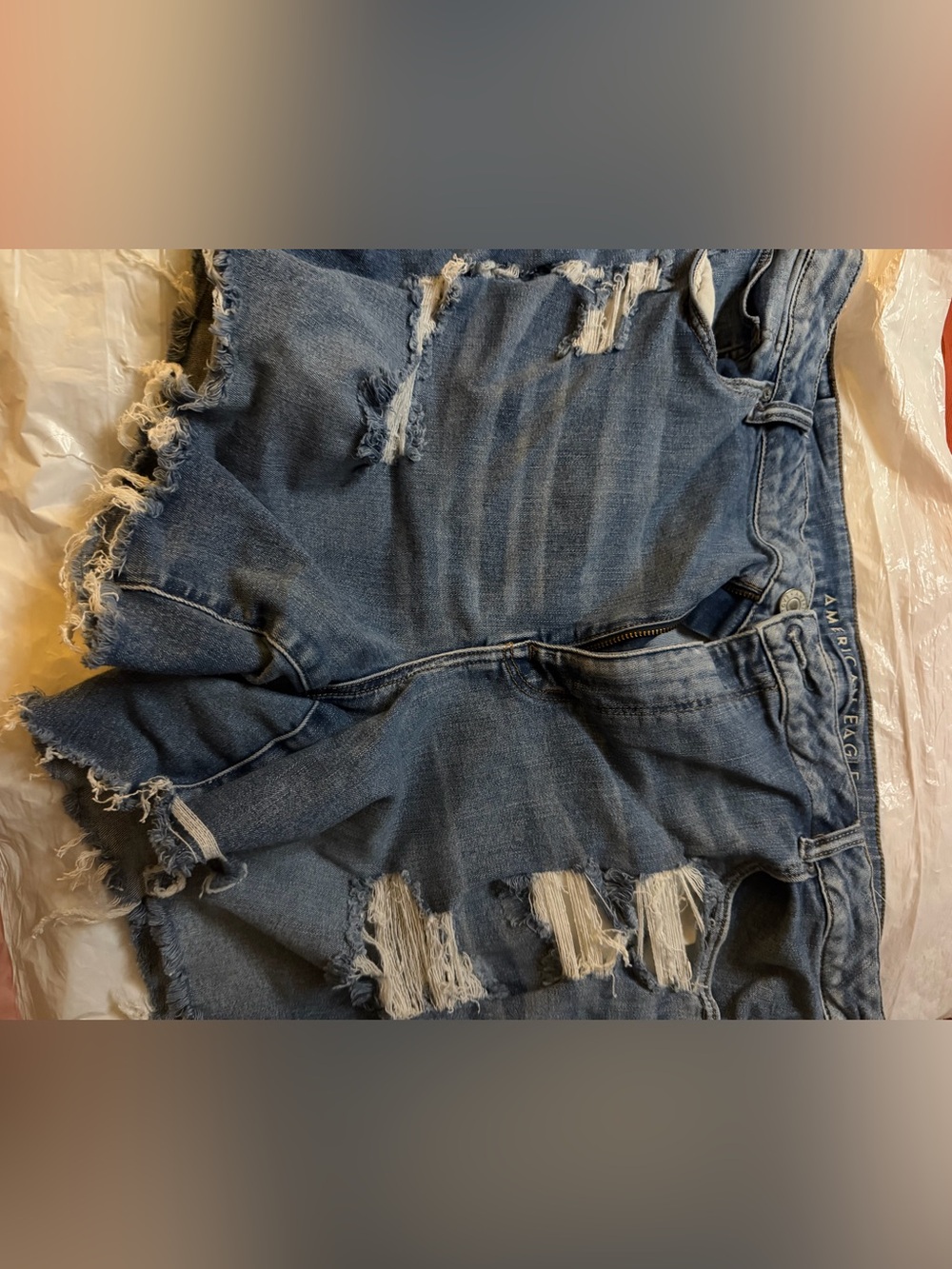 American Eagle Outfitters Light Blue Distressed Denim Shorts